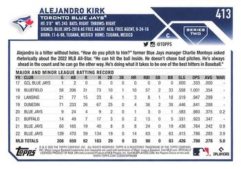 2023 Topps - 582 Montgomery Club Foil Stamped #413 Alejandro Kirk Back
