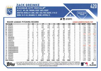 2023 Topps - 582 Montgomery Club Foil Stamped #420 Zack Greinke Back