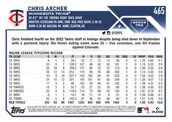 2023 Topps - 582 Montgomery Club Foil Stamped #465 Chris Archer Back