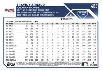2023 Topps - 582 Montgomery Club Foil Stamped #483 Travis d'Arnaud Back