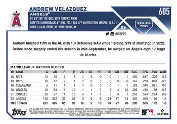 2023 Topps - 582 Montgomery Club Foil Stamped #605 Andrew Velazquez Back