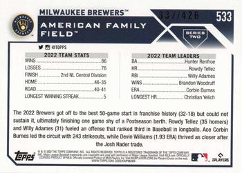2023 Topps - Foilboard Hobby #533 Milwaukee Brewers Back