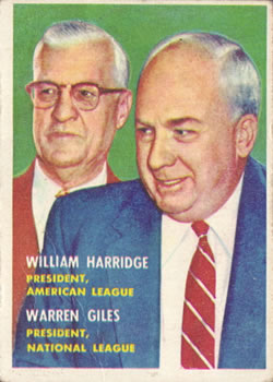 1957 Topps #100 William Harridge / Warren Giles Front