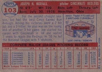 1957 Topps #103 Joe Nuxhall Back