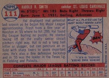 1957 Topps #111 Hal Smith Back