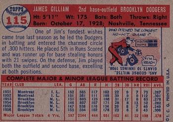 1957 Topps #115 Jim Gilliam Back