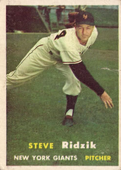 1957 Topps #123 Steve Ridzik Front