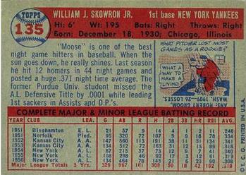 1957 Topps #135 Bill Skowron Back