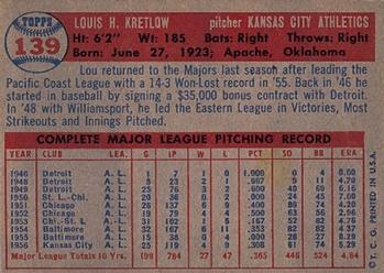 1957 Topps #139 Lou Kretlow Back