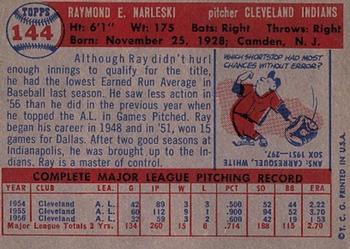 1957 Topps #144 Ray Narleski Back