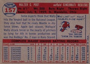 1957 Topps #157 Wally Post Back