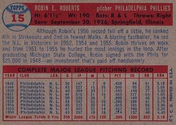 1957 Topps #15 Robin Roberts Back