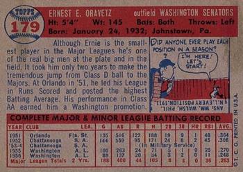 1957 Topps #179 Ernie Oravetz Back