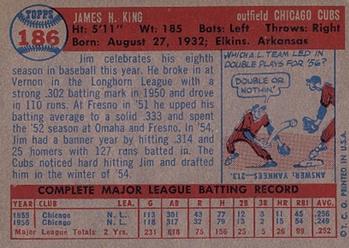 1957 Topps #186 Jim King Back