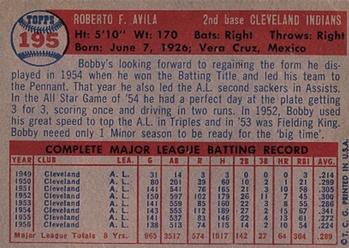 1957 Topps #195 Bobby Avila Back