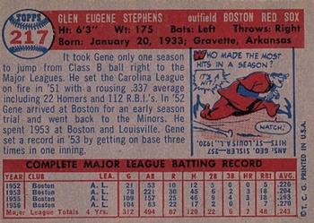 1957 Topps #217 Gene Stephens Back