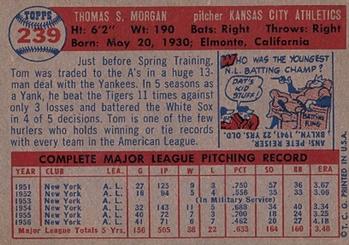 1957 Topps #239 Tom Morgan Back