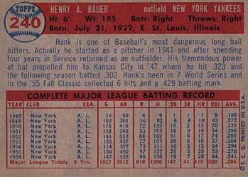 1957 Topps #240 Hank Bauer Back