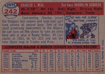 1957 Topps #242 Charley Neal Back