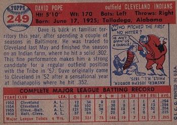 1957 Topps #249 Dave Pope Back