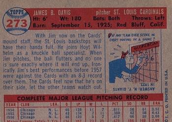 1957 Topps #273 Jim Davis Back