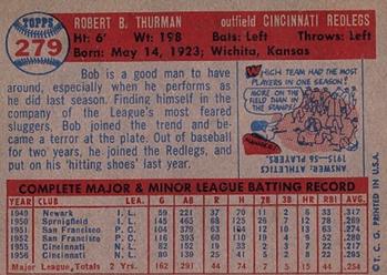 1957 Topps #279 Bob Thurman Back