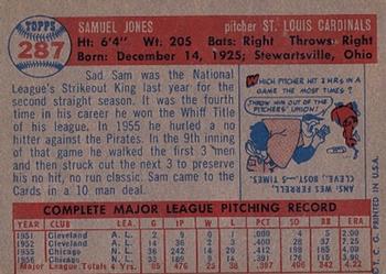 1957 Topps #287 Sam Jones Back