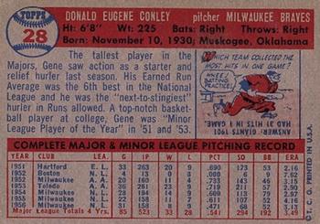 1957 Topps #28 Gene Conley Back