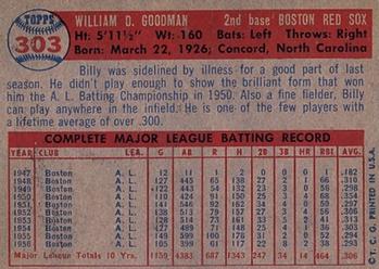 1957 Topps #303 Billy Goodman Back