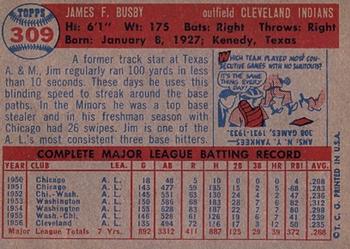 1957 Topps #309 Jim Busby Back