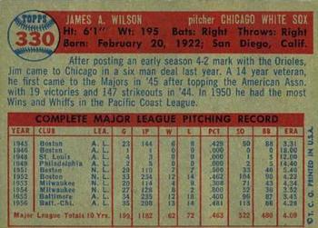 1957 Topps #330 Jim Wilson Back