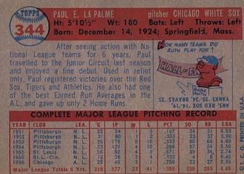 1957 Topps #344 Paul LaPalme Back