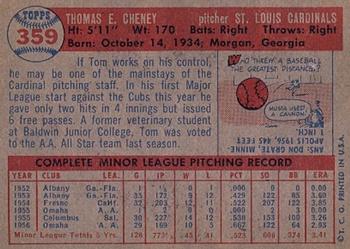 1957 Topps #359 Tom Cheney Back