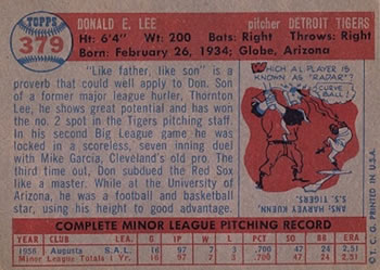 1957 Topps #379 Don Lee Back