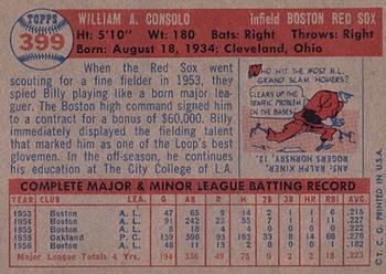1957 Topps #399 Billy Consolo Back