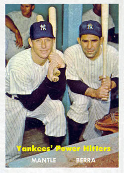 1957 Topps #407 Yankees' Power Hitters (Mickey Mantle / Yogi Berra) Front
