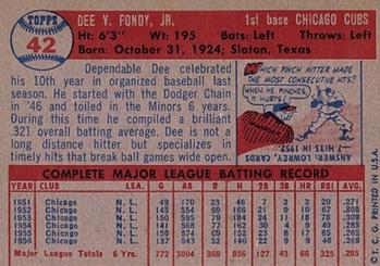 1957 Topps #42 Dee Fondy Back