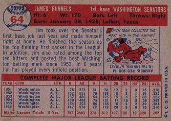 1957 Topps #64 Pete Runnels Back