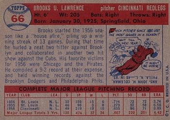 1957 Topps #66 Brooks Lawrence Back