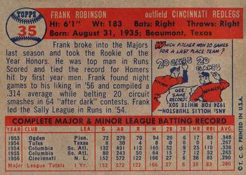 1957 Topps #35 Frank Robinson Back