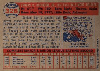 1957 Topps #328 Brooks Robinson Back