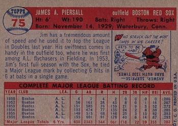 1957 Topps #75 Jim Piersall Back