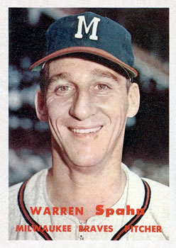 1957 Topps #90 Warren Spahn Front