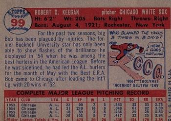 1957 Topps #99 Bob Keegan Back