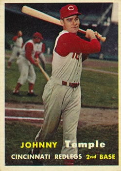 1957 Topps #9 Johnny Temple Front