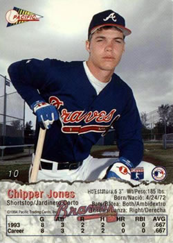 1994 Pacific #10 Chipper Jones Back