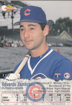 1994 Pacific #117 Eduardo Zambrano Back
