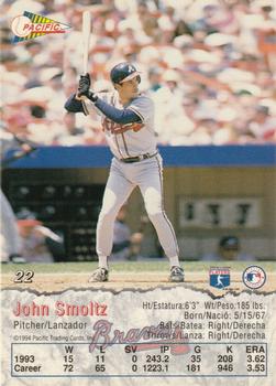 1994 Pacific #22 John Smoltz Back