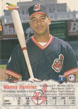 1994 Pacific #183 Manny Ramirez Back