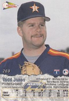 1994 Pacific #269 Todd Jones Back